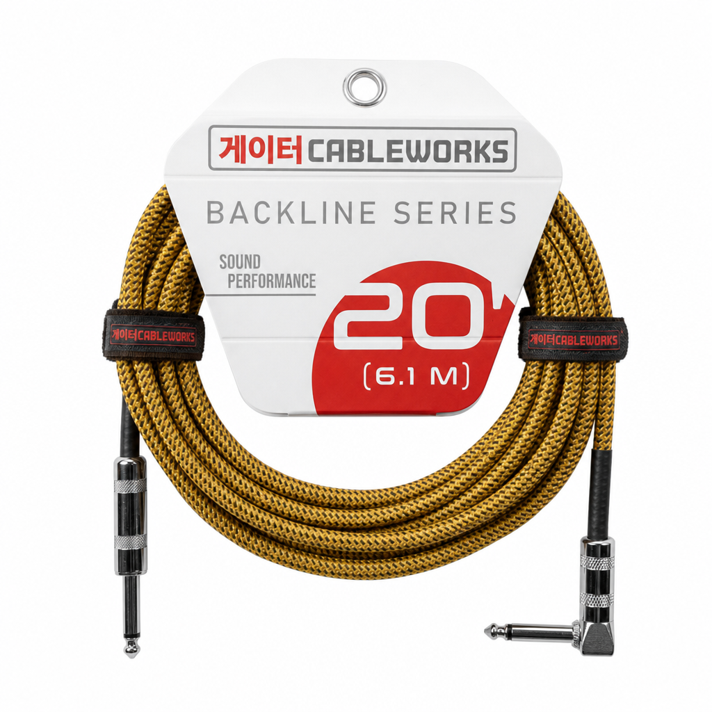 게이터 Cableworks Backline Braided Instrument Cable 기타 케이블 6.1m Right Angle (GCWB-INS-20RABRY)