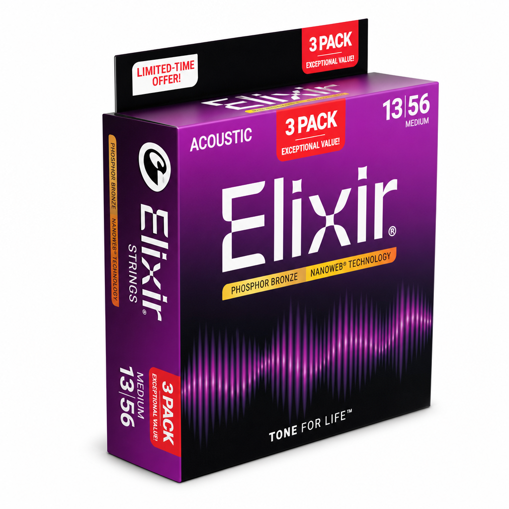 Elixir NANOWEB Phosphor Bronze 나노웹 통기타 스트링 3팩 013-056 (16570)